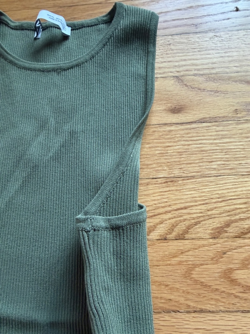 Zara Olive Ribbed Tank Top - Picture 3 of 5